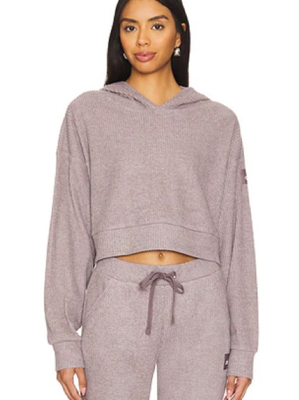 Alo Yoga Muse Ribbed Hoodie Crop size medium